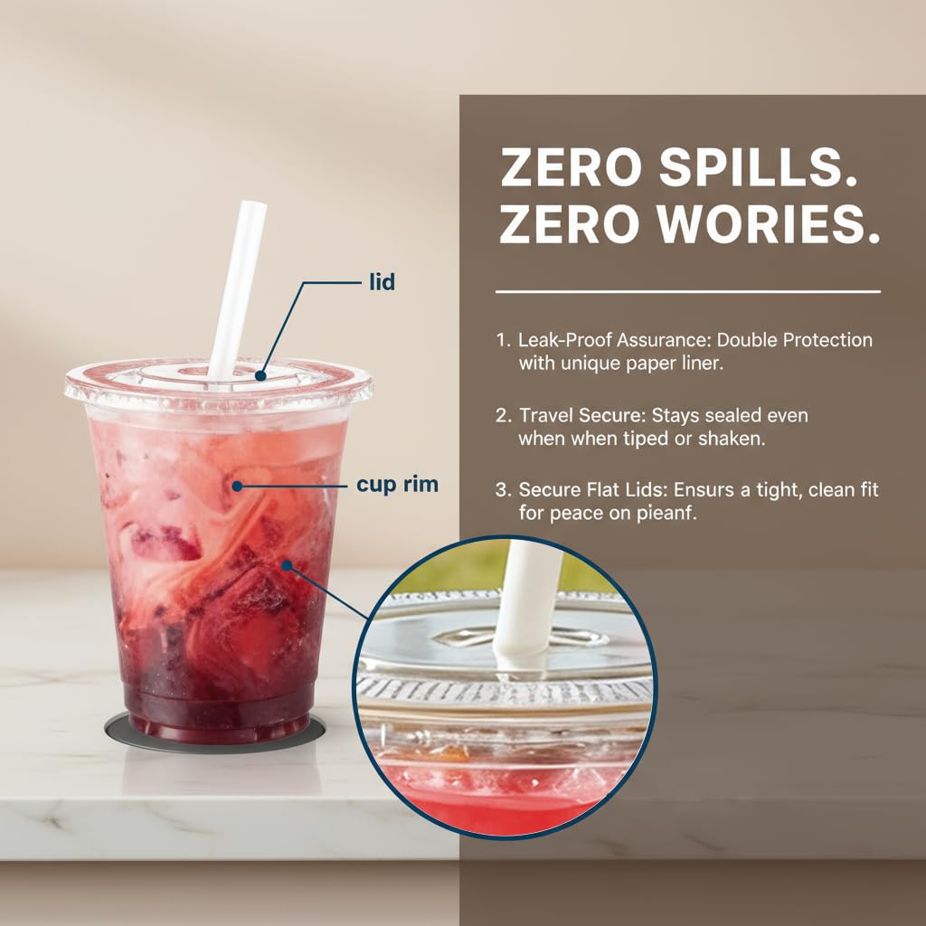 Voatree 110 Pack Clear Plastic Cups with Lids and Straws, 16 oz Disposable Iced Coffee Cups To Go, BPA-Free Cold Drink Cups for Smoothie, Matcha, Parties