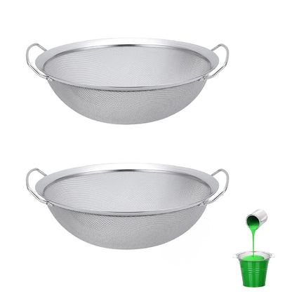 Fine Mesh Paint Strainer-60 Mesh Stainless Steel Paint Strainer,Fits Over 5 Gallon Paint Bucket Cans, Strains Filters Removes Debris, Particles, Impurities from Coating and Liquids - Drain（2 Pack）