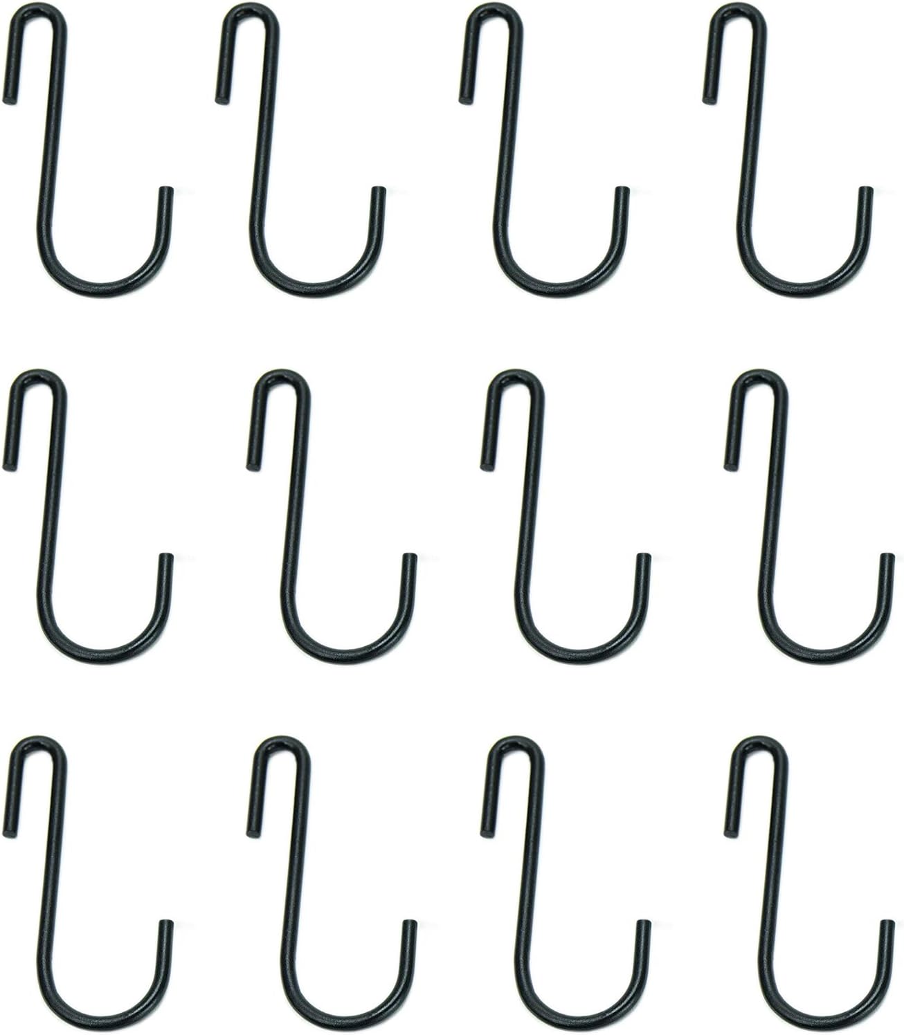 Huji S Shaped Heavy Duty Hanging Hooks for Kitchenware, Set of 6, Black Iron