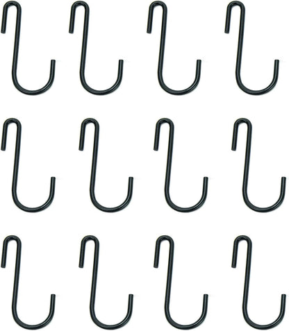 Huji S Shaped Heavy Duty Hanging Hooks for Kitchenware, Set of 6, Black Iron