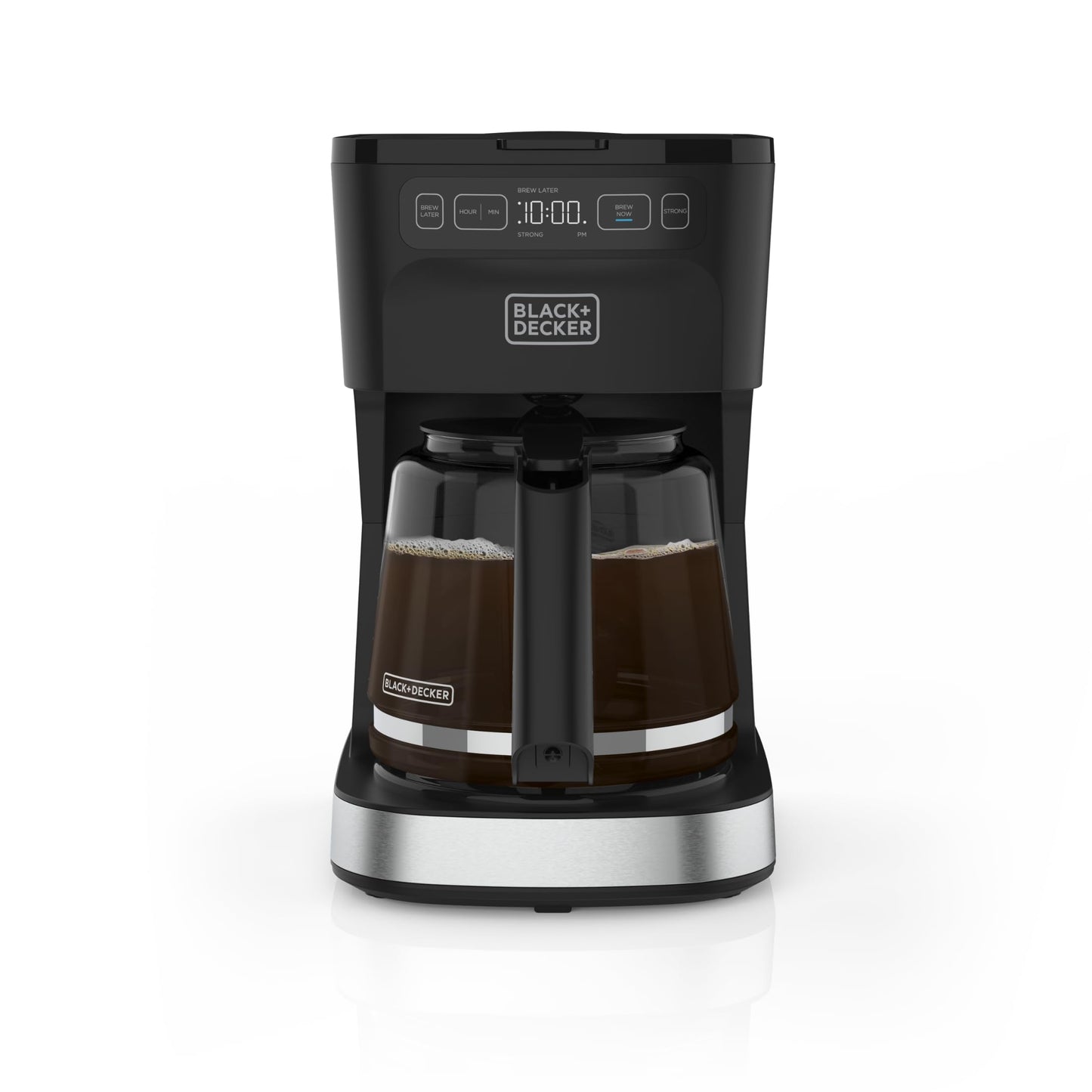 BLACK+DECKER CAFÉCRAFT 12-Cup Programmable Coffee Maker, Stainless Steel Drip Coffeemaker with Vortex Showerhead, Strength Selector, Sneak-A-Cup, Keep Warm