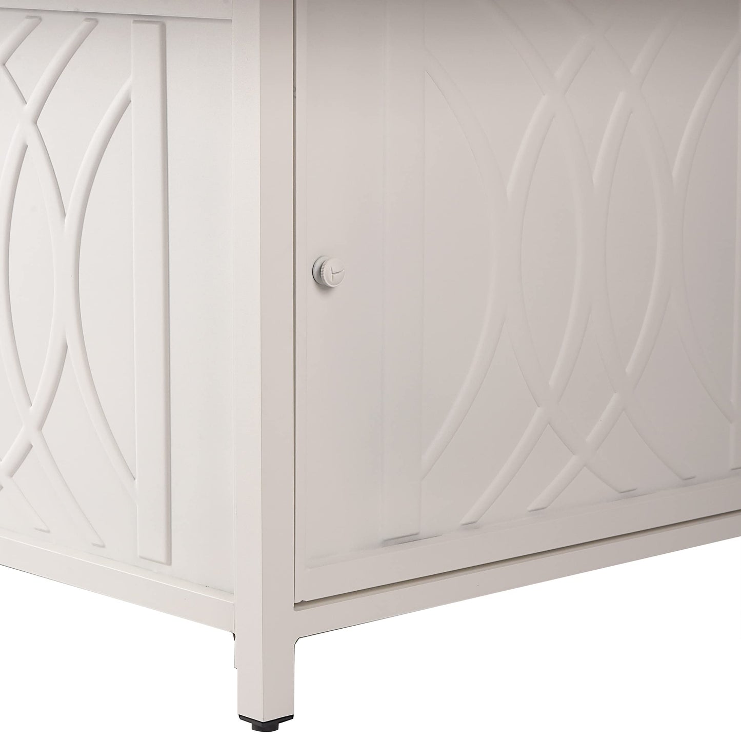 Oakland Living Square 42 in. x 42 in. Aluminum Propane Fire Pit Table with Glass Beads, Two Covers, Lid, 57,000 BTUs in White Finish