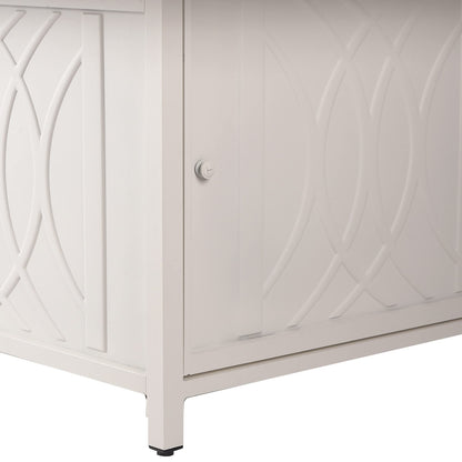 Oakland Living Square 42 in. x 42 in. Aluminum Propane Fire Pit Table with Glass Beads, Two Covers, Lid, 57,000 BTUs in White Finish