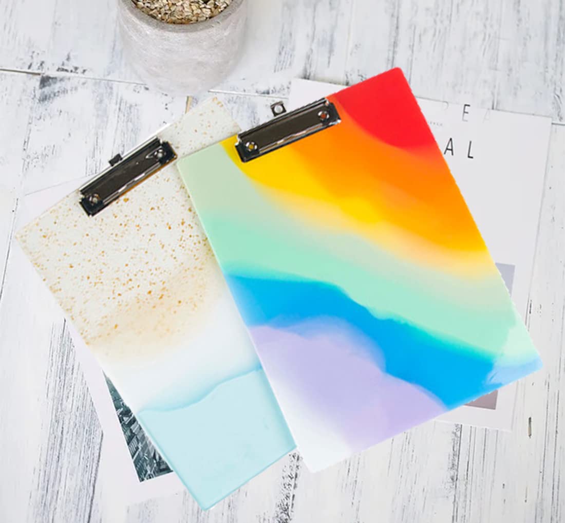 DIYBravo 2 PCS A4 A5 Clipboard Resin Molds Portfolio Drawing Board Epoxy Casting Molds with 2 Metal Accessories Letter Size File Folder Silicone Mold for DIY Sketch Board (2 molds and 2 Clips)