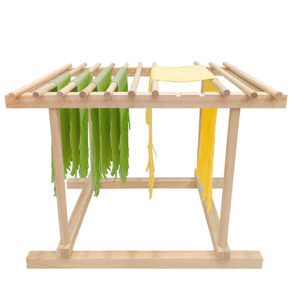 VAZINE Pasta Drying Rack, Wooden Noodle Drying Rack for Pasta with 12 Detachable Rods & Fixed Grooves, Effortless Pasta Transfer, Holds Short/Long Noodles