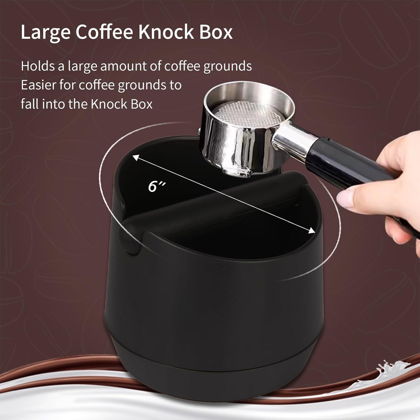 6 Inch Large Capacity Espresso Knock Box Tamping Mat, Espresso Machine Accessories Set of 2 with Removable Knock Bar