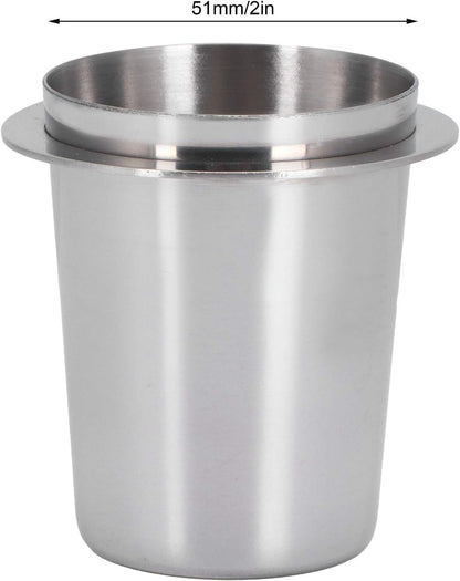 Coffee Dosing Cup, 51mm Stainless Steel Mug for Coffee Machine Handle, Coffee Powder Feeder for Milk Tea Shops, Homes,