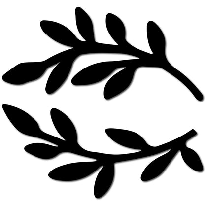 CREATCABIN 2Pcs Leaf Wooden Wall Art Decor Wood Sign Laser Cut Basswood Silhouette Decorative Hanging Sculpture Unfinished Olive Branch for Farmhouse Painting Crafts DIY Decoration Black 11.8x5.5 Inch