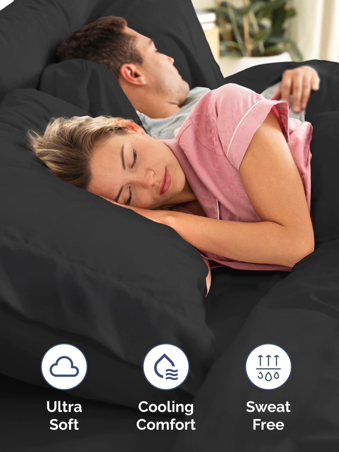 Skiennix Extra Deep Cal King Sheet Set | 6-Piece Breathable Cooling Bedding - Soft, Wrinkle-Free, Black