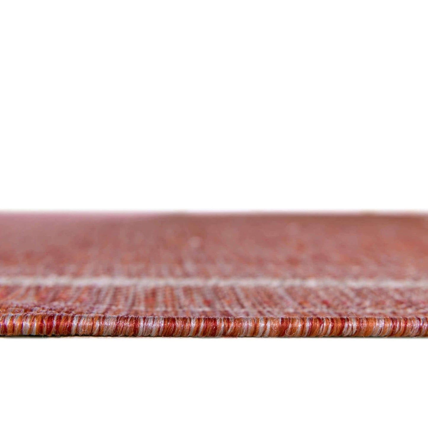 Unique Loom Outdoor Border Collection Area Rug - Soft Border (13'Round, Rust Red/ Ivory)