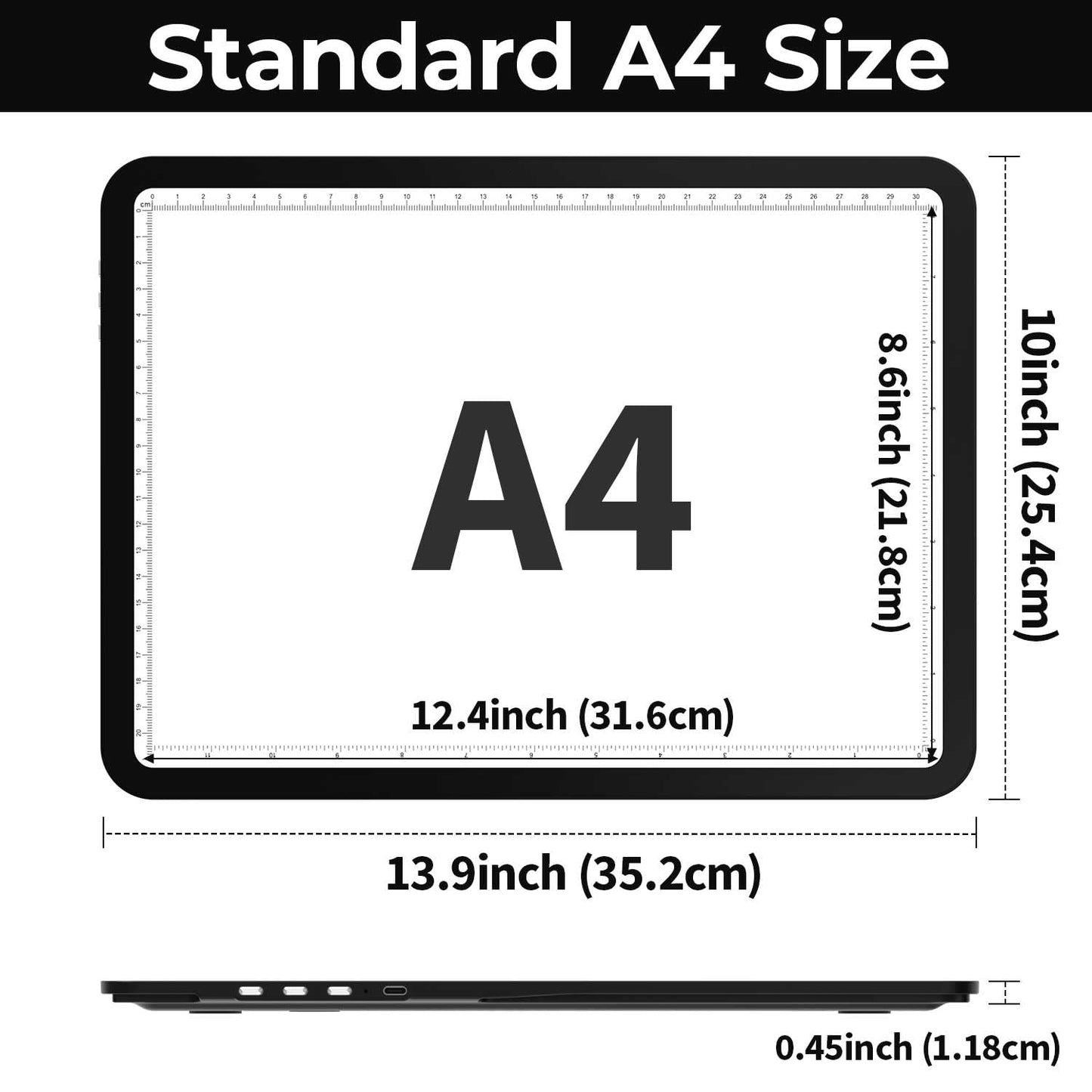 Zocelight Rechargeable A4 Light Pad with Built-in Stand & Bag,Super Bright Magnetic Light Box For Tracing,Wireless Diamond Art Light Board with Side Buttons, Light Table for Diamond Painting,Sketching