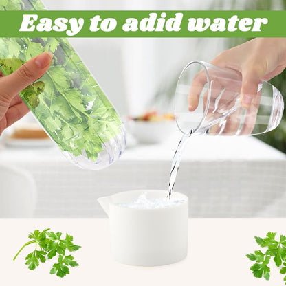 DiQiRenQin 3 Pack Cilantro Container for Fridge, Vertical Herb Keeper for Refrigerator, ABS Herb Saver for Fresh Herbs (Parsley, Mint), White