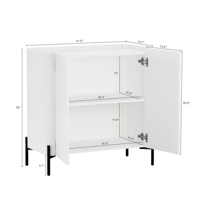 Manhattan Comfort Abbey Accent Cabinet with Doors, Tray Top Design and Adjustable Shelves, Sleek Modern Storage Furniture for Dining Area, Living Room Entryway, White