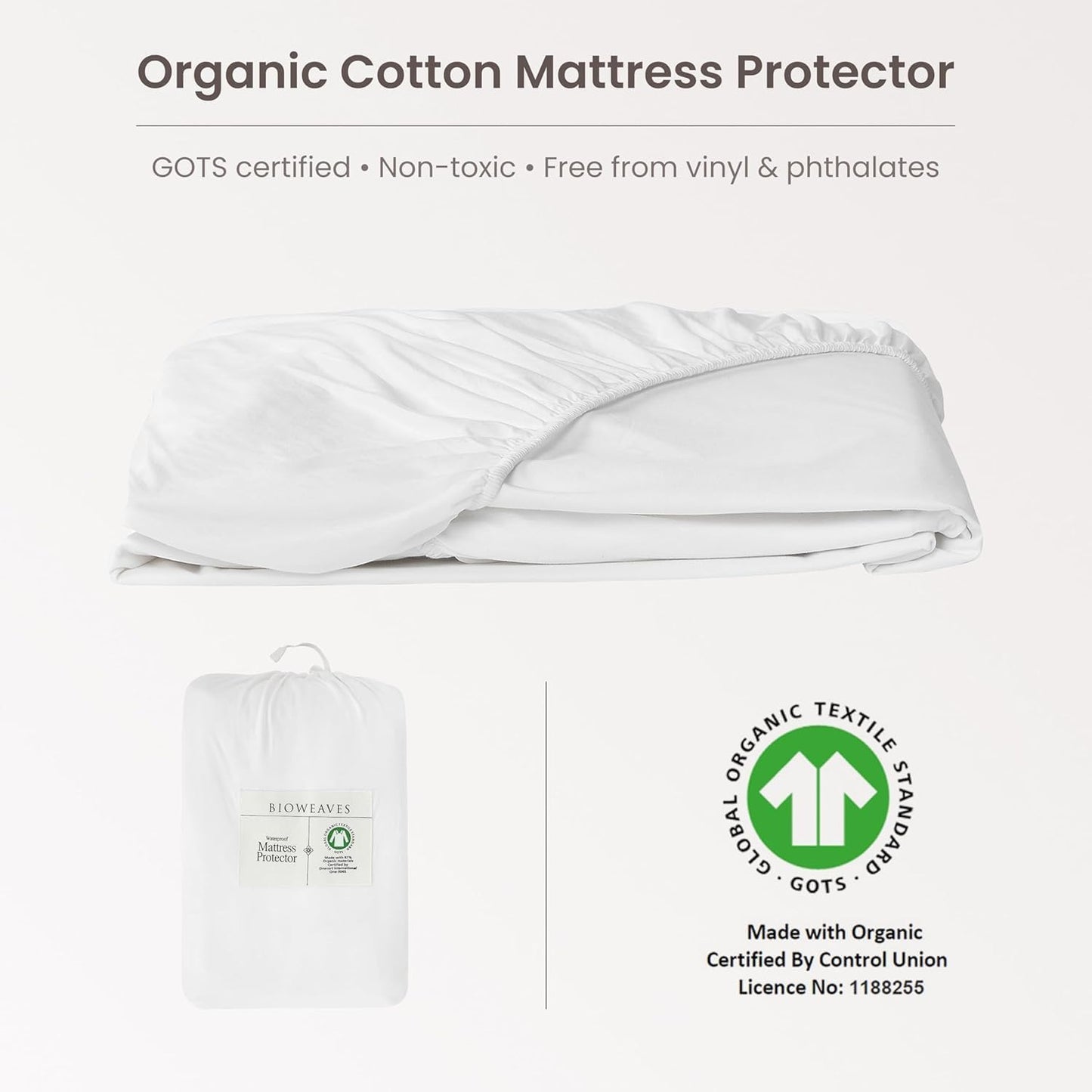 20 Inch Bioweaves Organic Waterproof Mattress Protector GOTS Certified Organic Cotton Crib Mattress Cover