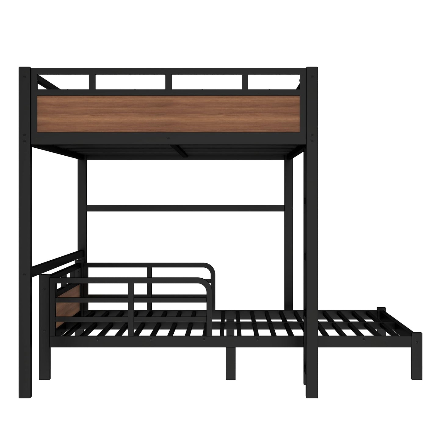 Bellemave Detachable Bunk Bed Full Over Full, Metal Bunk Bed with Guardrails, Full Size Loft beds for Kids, Teens & Adults（Walnut Color）