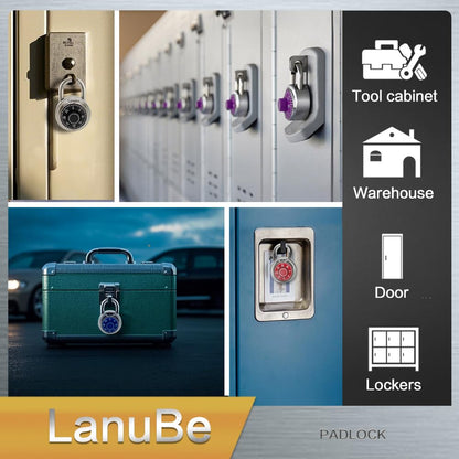 LanuBe Lock Standard Dial Combination Lock, 2 inch. Wide, with Different Combinations, Black Turnplate, Pack of 60; Lock for School, Employee, Gym Sports Locker, Case, Toolbox, and so on