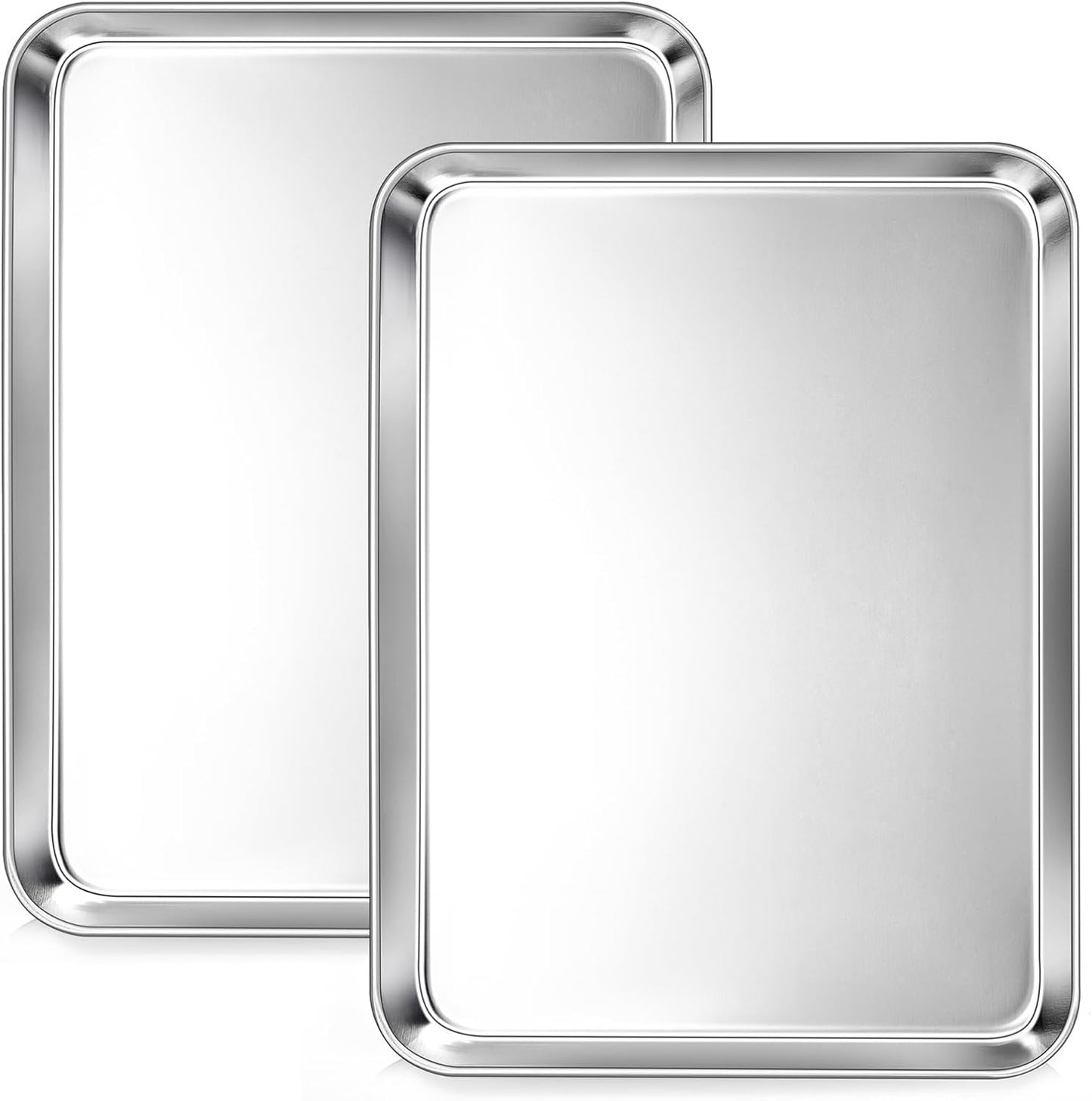 Joyfair 12.5inch Baking Pan Set (2Pcs), Professional Stainless Steel Quarter Size Cookie Pans for Toaster Oven Bakeware