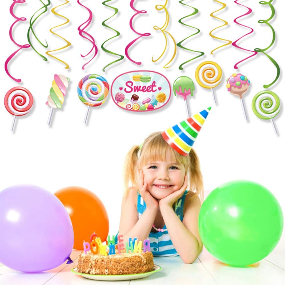 30Ct CandyLand Hanging Swirl Decorations, Lollipop Decorations for Kids, Home, Classroom, Baby Shower