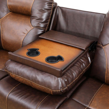 UOCFYK Manual Breathing Leather Recliner Sofa, Leather Recliner Couch, Comfortable Wide Lazy Leather Sofa for Living Room (Brown, 3-Piece)
