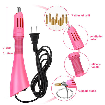 CLEKSPOYE Hotfix Rhinestone Applicator, Iron-on Hot Fix Setter Tool Bedazzler Kit with Rhinestones,Hot Fixed Wand for Clothes Clothing Fabric Crafts,Pink Set