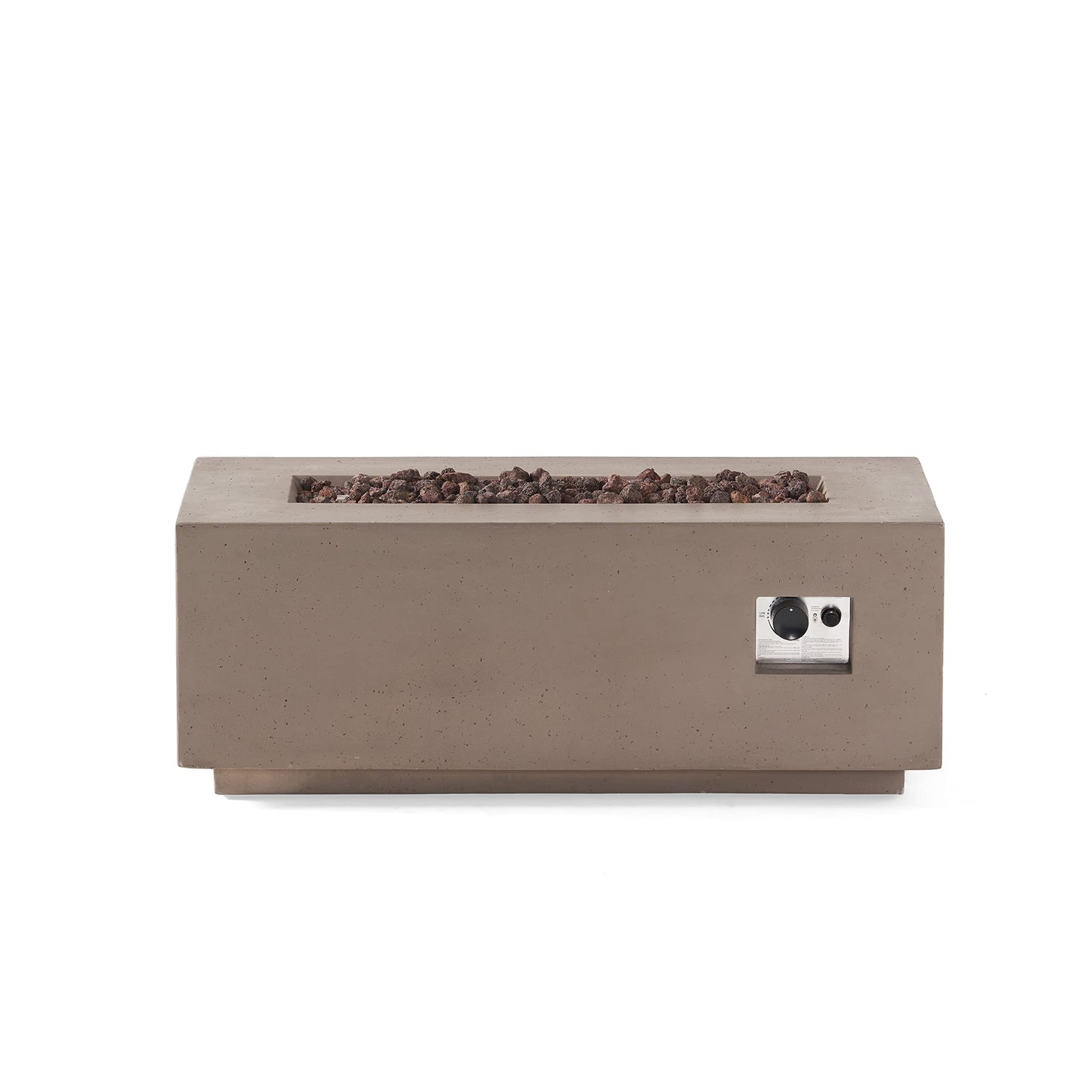 Christopher Knight Home Aidan Outdoor 40,000 BTU Rectangular Fire Pit (No Tank Holder) - Lightweight Concrete - Light Gray