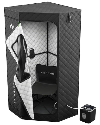 SAUNABOX® SmartSteam Kit Pro Portable Steam Sauna | Home Sauna Tent with Chair & Mat | Full Body Steam Therapy for Relaxation & Recovery | VOC-Free Materials