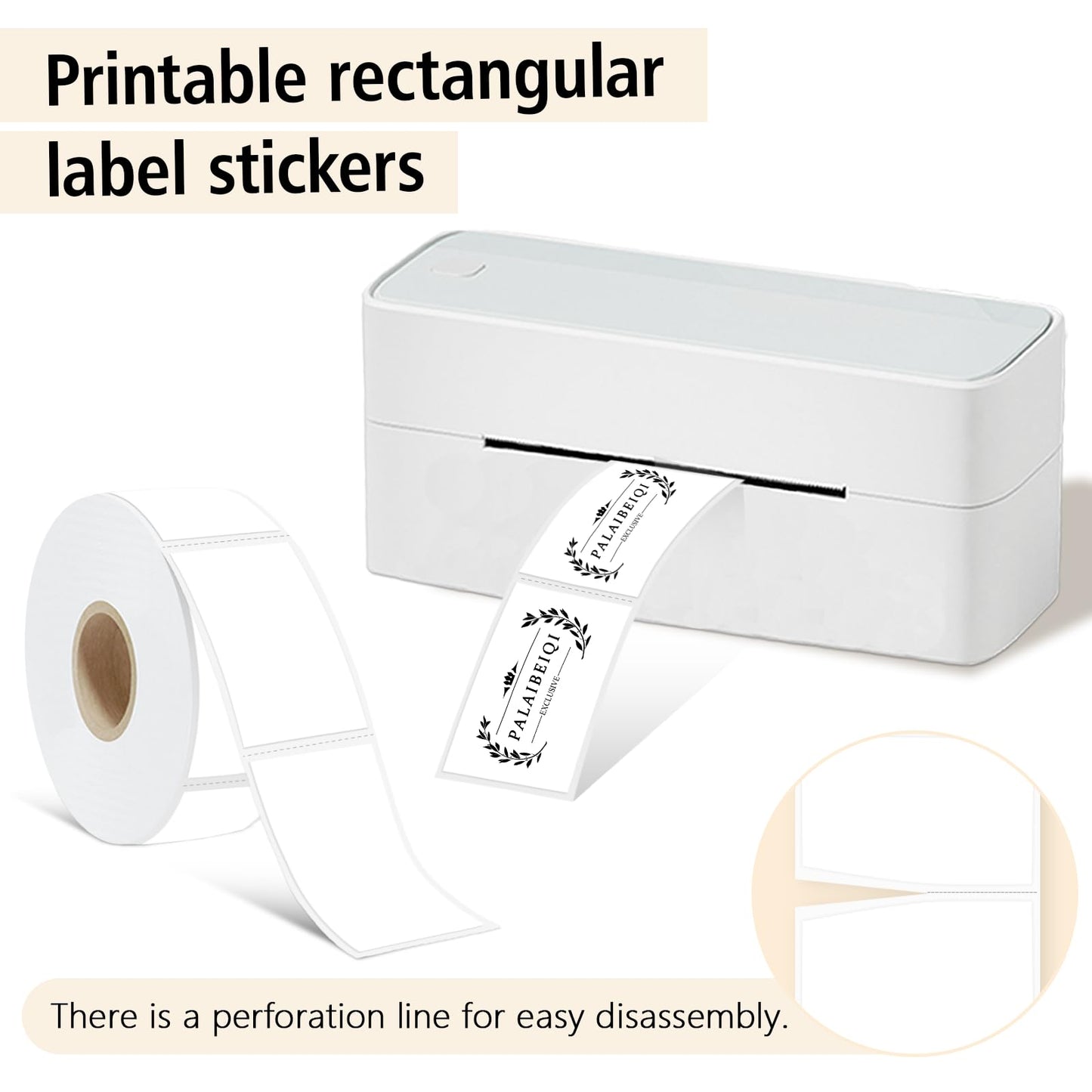 PALAIBEIQI 1x2 Inch Thermal Labels,500PCS Rectangle Stickers,Waterproof Removable Blank Stickers for Address,Jars,Freezer Containers & Pantry Organization,White