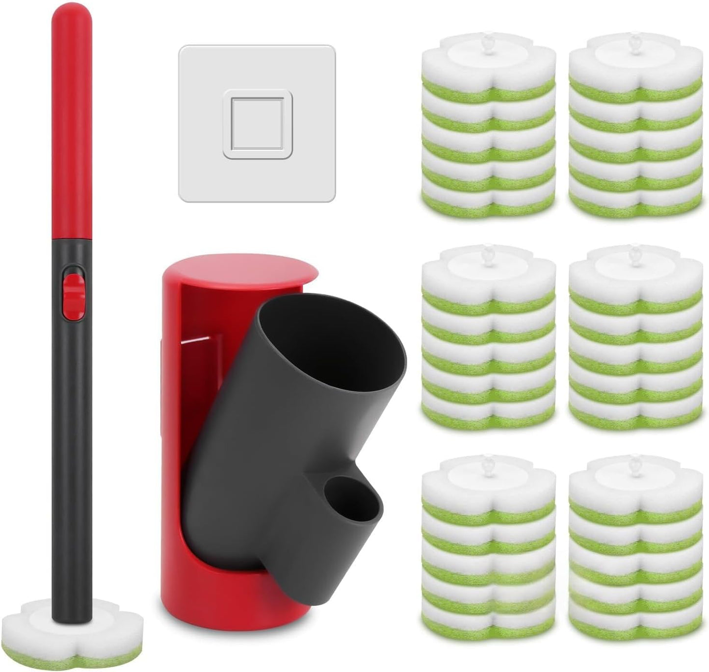 30 Disposable Toilet Brush Kit with Refills, No-Touch Toilet Wand Cleaning System, Wall Mounted Toilet Bowl Cleaner