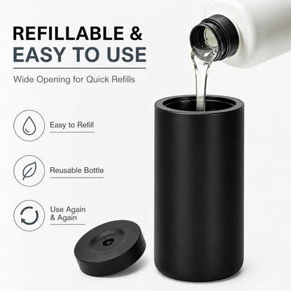 Silicone Dish Soap Dispenser, 8 Oz Refillable Squeeze Bottle, Leakproof for Kitchen Sink, Black