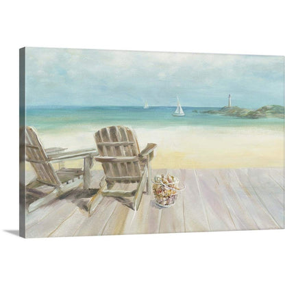 CANVAS ON DEMAND Seaside Morning No Window Canvas Wall Art Print by Danhui Nai, Coastal, Contemporary, Home Decor, Ocean, Summer Artwork,60" x40in