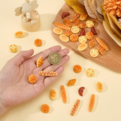 MAYJOYDIY 70Pcs Miniature Food Bread Dollhouse Bakery Bread Croissant Accessories Tiny Resin Things Mini Kitchen Micro Landscaping Decoration for DIY Craft Home Kitchen Garden Display Props