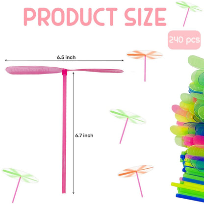 LCPQMZGH 240 Pieces Hand Helicopter Spinner Hand Rub Plastic Propeller Outdoor Flying Plastic Dragonfly Toy Color Toy