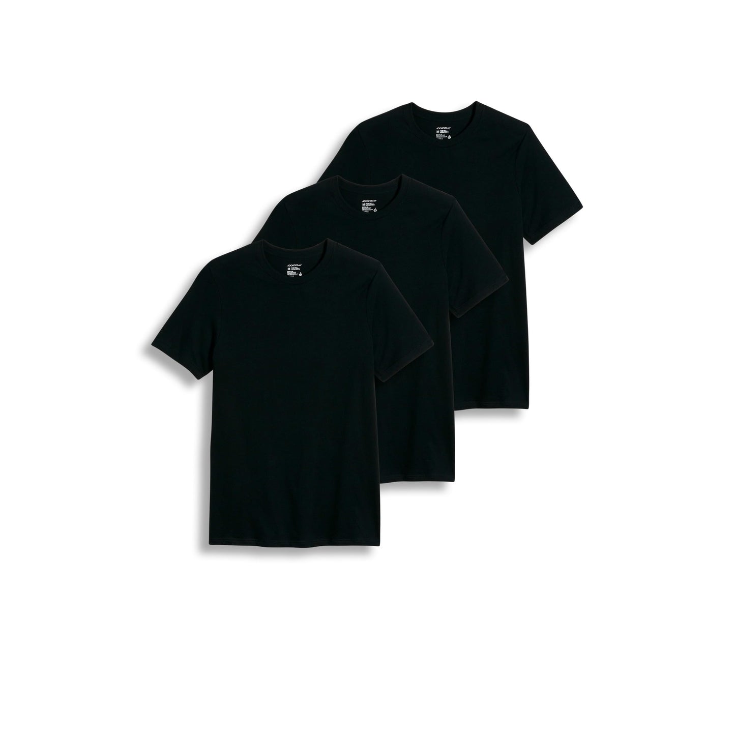 Jockey Men's Undershirt Classic Crew Neck Undershirt - 3 Pack, Black, L