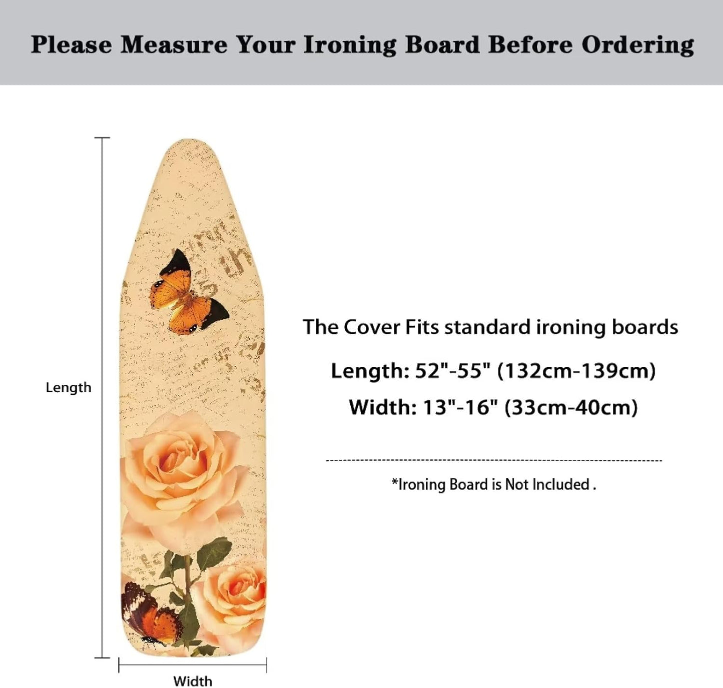 Butterfly Rose Iron Pads for Ironing, Standard Size Scorching Resistant Ironing Board Cover and Pad Protector