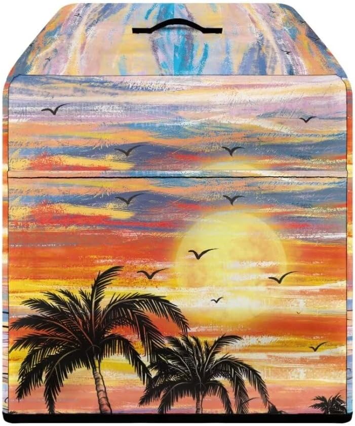 Palm Tree Sunset Dust Cover for Meat Slicer - Waterproof Foldable Cover for Kitchen Small Appliances