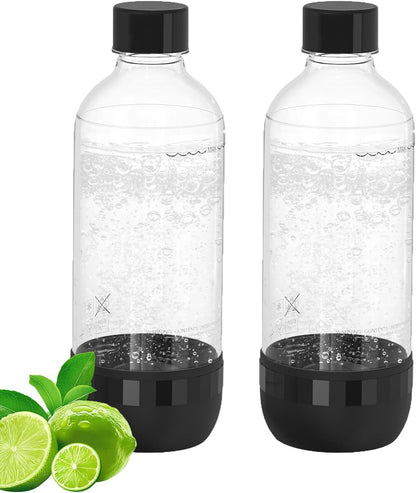 1 2 Pack, (1L) (1L) Soda Maker Bottle, Litre Reusable BPA Free Sparkling Water Bottles, Reusable Carbonating Bottles