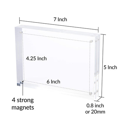 SimbaLux Magnetic Acrylic Picture Photo Frame 5x7 inches (3 Pack), Clear Glass Like, Double Sided Frameless Desktop Floating Display, Free Standing, Easy to Change