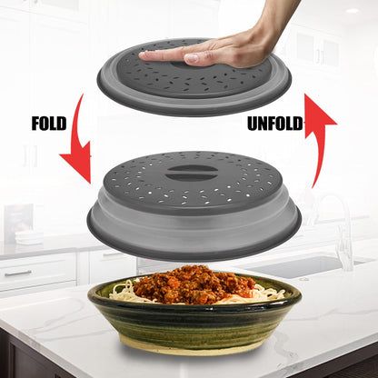 Collapsible Microwave Cover for Food, 10.5 Inch Gray Microwave Splatter Cover, Dishwasher Safe, BPA Free