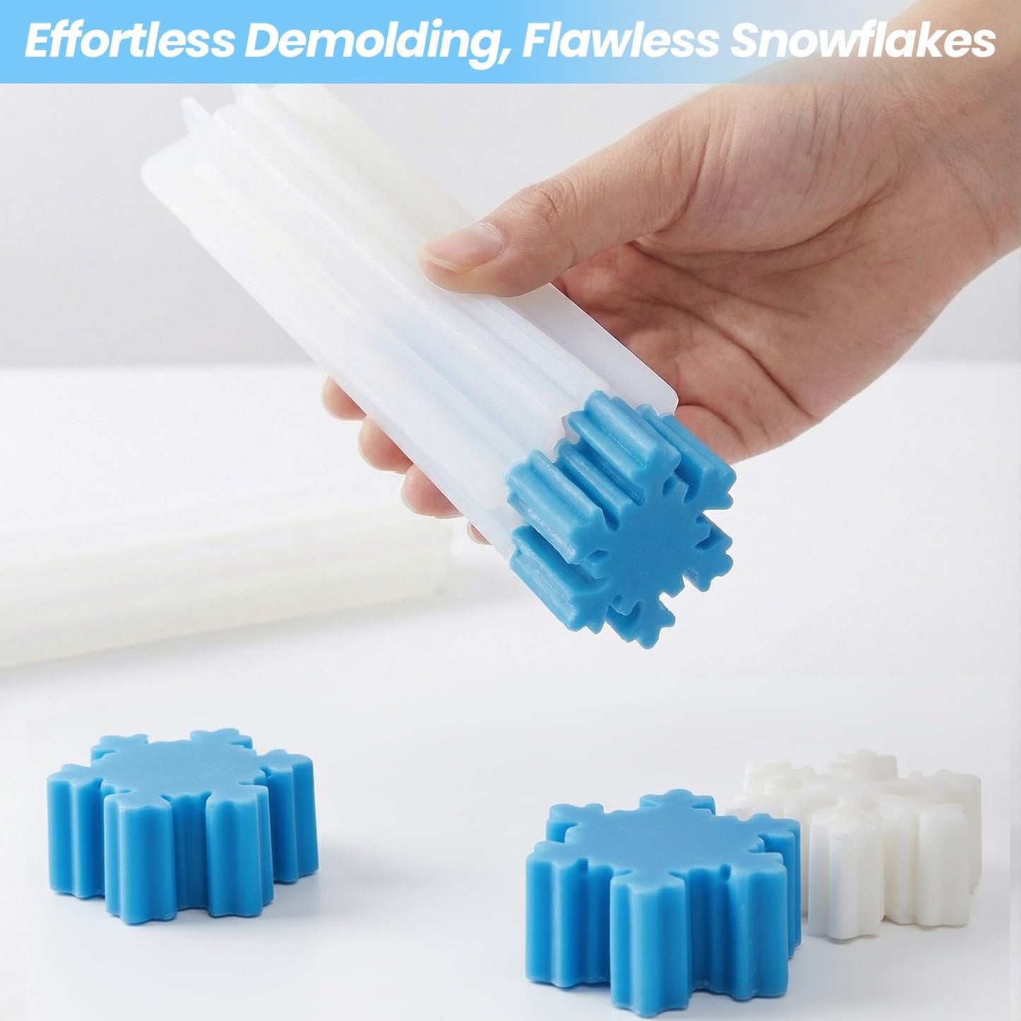 EORTA Snowflake Silicone Mold Tube, Christmas Winter Embed Soap Mold for Baking, Cake, Mousse, Dessert, DIY Handmade, Candle, Clay Craft Making Tool