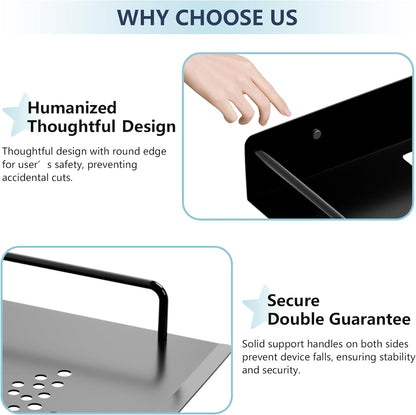 Floating Shelves for Projector, Metal Wifi Router Shelf, Wall Mount for Cable Box, DVD Player, TV Box/Game Console