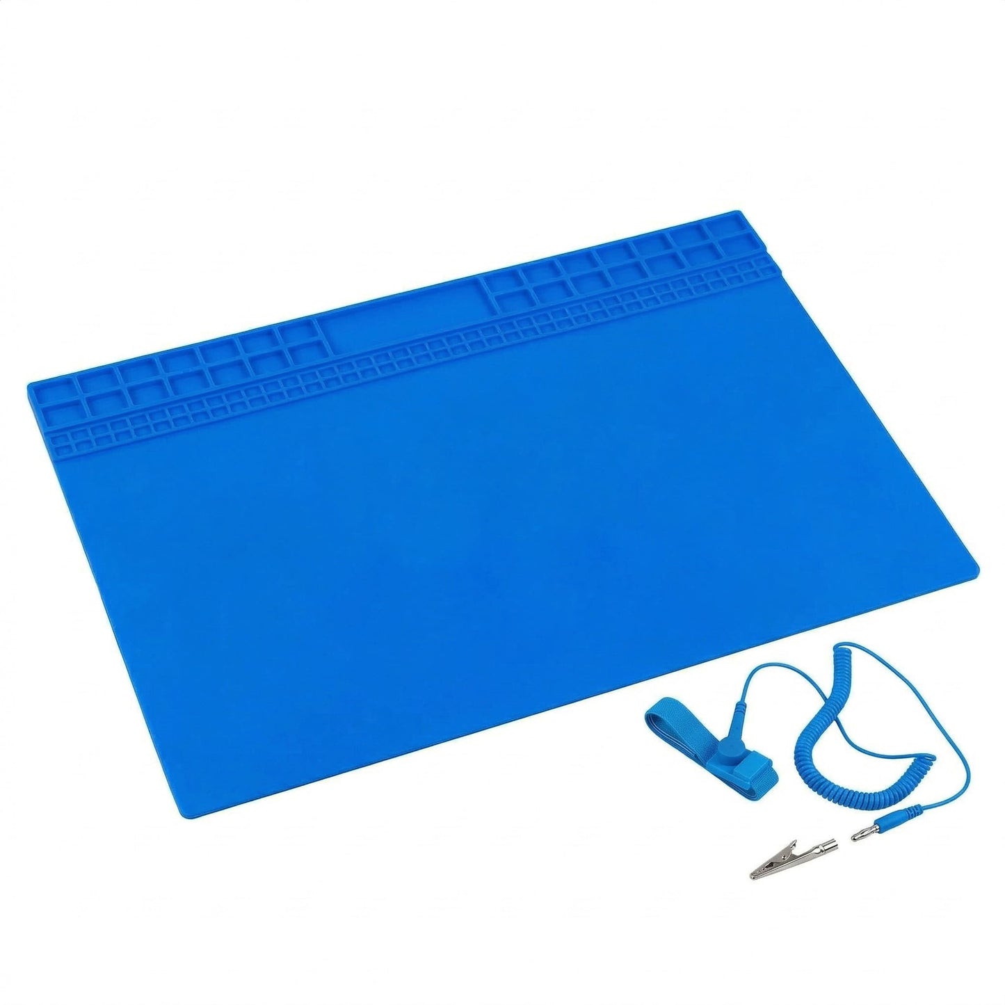 Boshanix Silicone Soldering Mat 13.8"x23.7" - 932°F Heat Resistant Work Mat with 111 Grid Cells & Anti-Static Wrist Strap, Large Repair Pad for Electronics, Soldering Station, Phone Repair