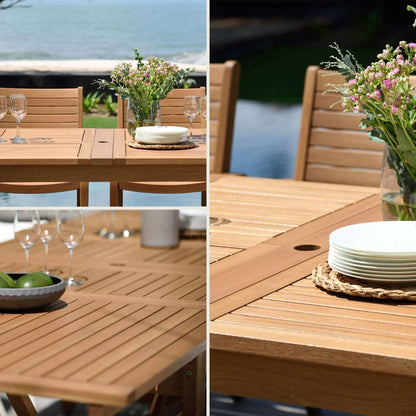 Amazonia Jefferson 11-Piece Patio Extendable Dining Table Set | Brown Wicker Chairs with Cushion | Ideal for Outdoors and Indoors
