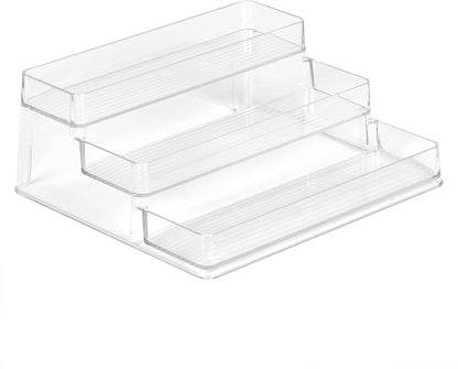 Richards 3 Tier Medicine Cabinet Organizer - Clear Plastic Makeup & Spice Rack for Bathroom Counter, 10" x 4" x 9"