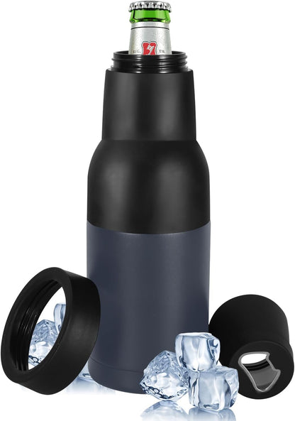 12Oz 3 1 Vacuum Insulated Double Walled Stainless Steel Beer Soda Bottle and Can Cooler with Beer Opener, in Slim Can