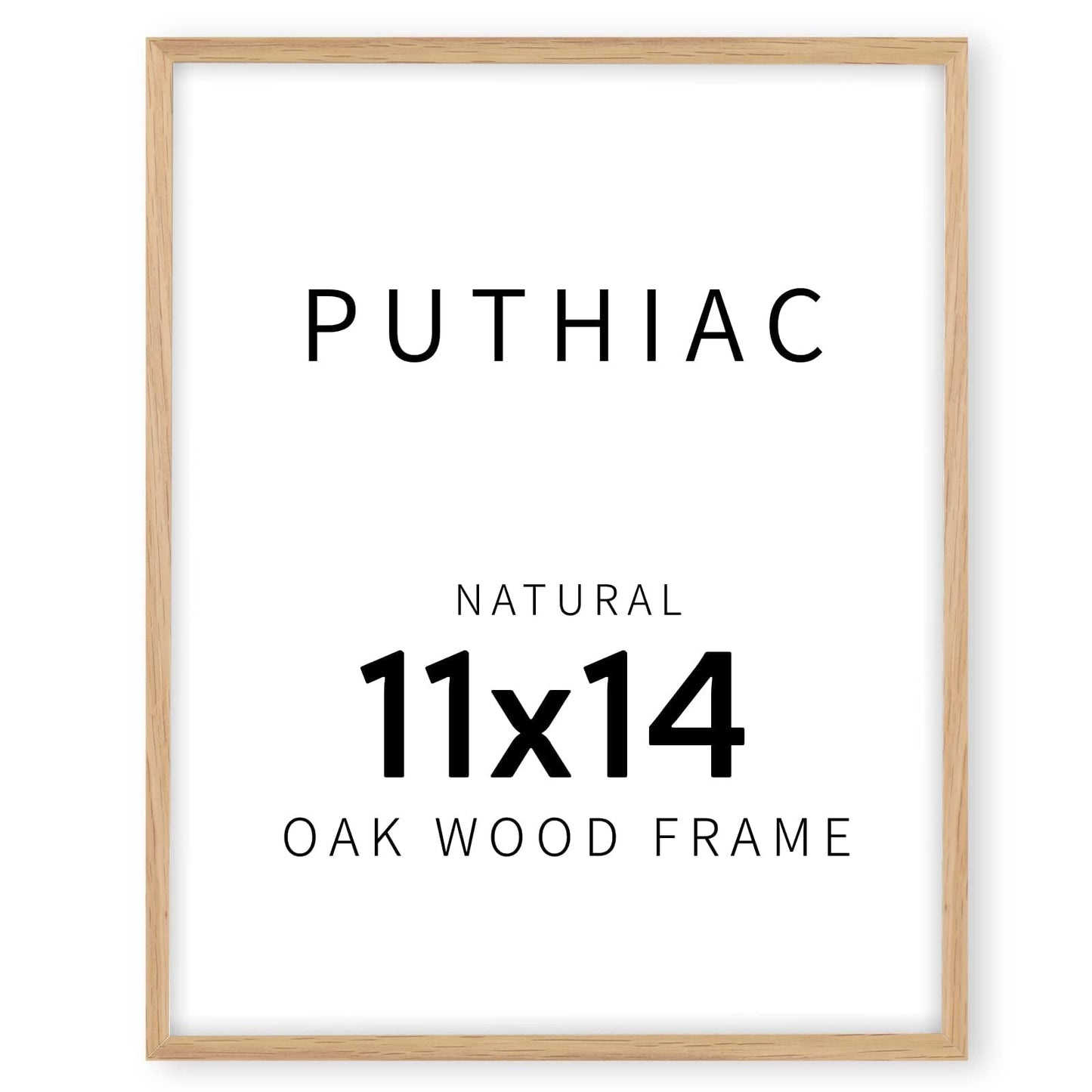 puthiac 11x14 Solid Oak Wood Picture Frame, Fits 8x10 with Mat or 11x14 Without Mat, Wall Display Only, Vertical or Horizontal, Plexi Front, 1 Pack, Natural Oak