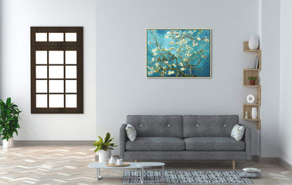 Wieco Art Framed Wall Art Canvas Prints of Almond Blossom by Vincent Van Gogh Paintings Reproduction Abstract Artwork for Wall Decor Golden Frame