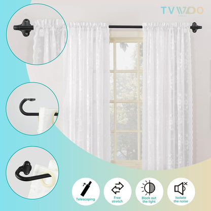 Wrap Around Curtain Rods, Black Adjustable Curtain Rods 36 to 72 Inch for Room Darkening Windows
