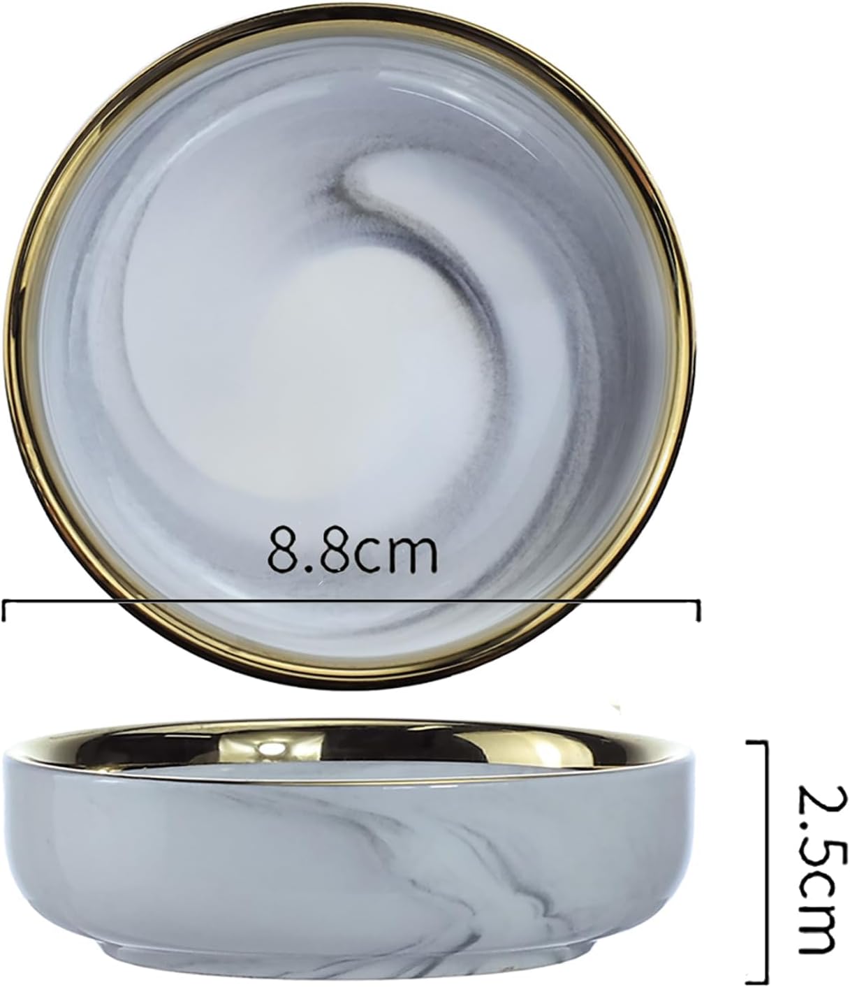 Colias Wing 3.5 Inch Elegant Marble Pattern Porcelain Side Dish Bowl Set of 4 for Soy Dipping Sauce