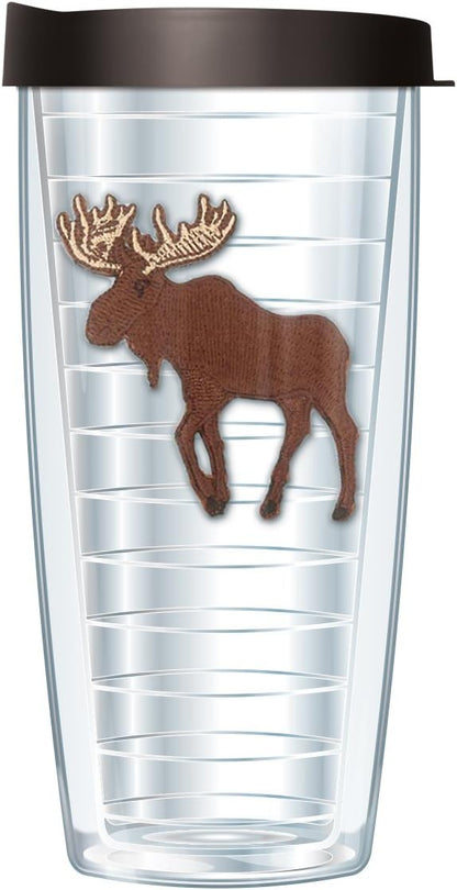 Moose Emblem Tumbler Cup 22 Oz with Black Lid | Thermal Insulated, Dishwasher & Microwave Safe | BPA Free Gift Idea