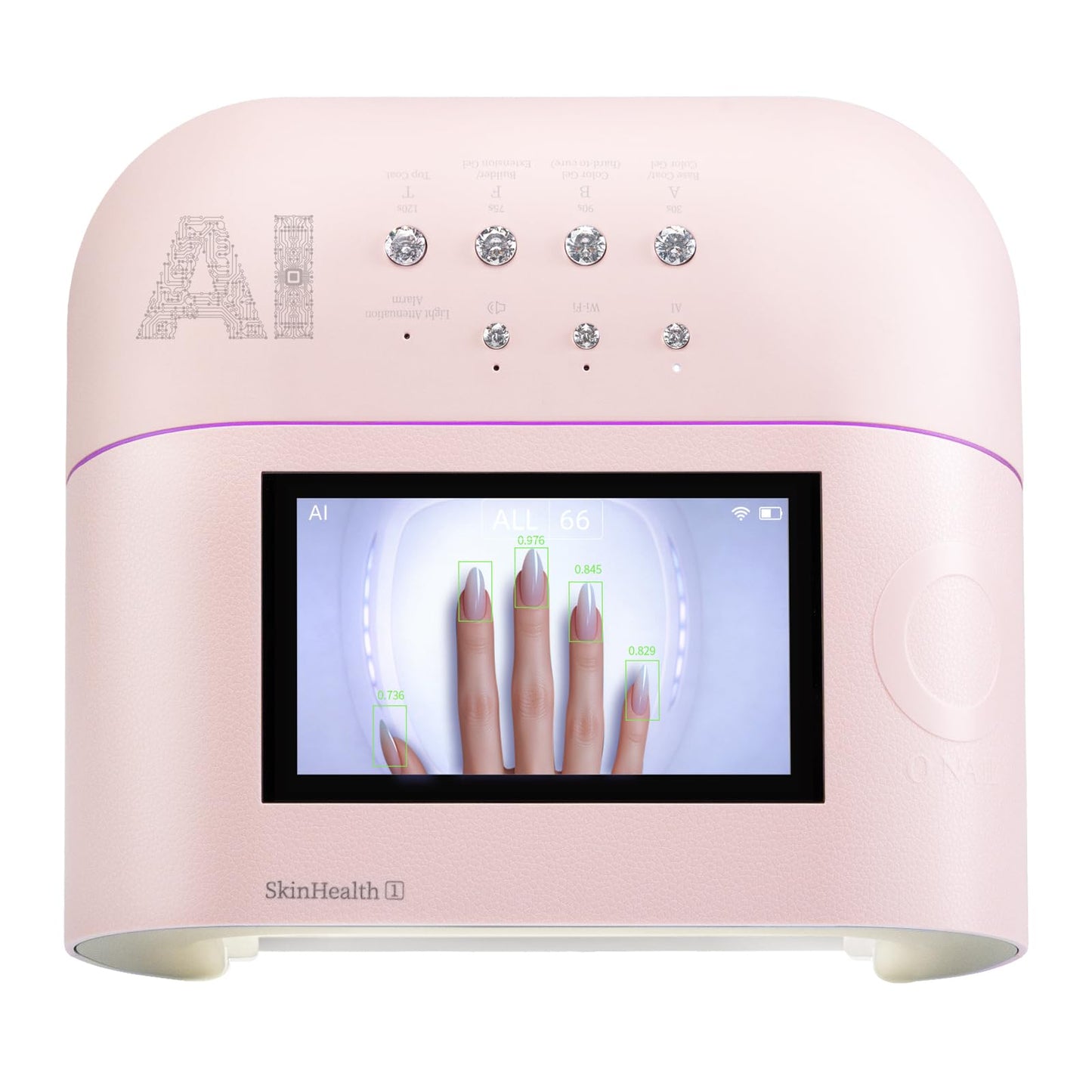 UV LED Nail Lamp for Gel Nails - O NAIL AI Smart Precision Scan Reduces UV Exposure, 109 LED Nail Dryer with HD Display, 2X Fast Curing Light for Salon & Home Pink (Battery Not Included)